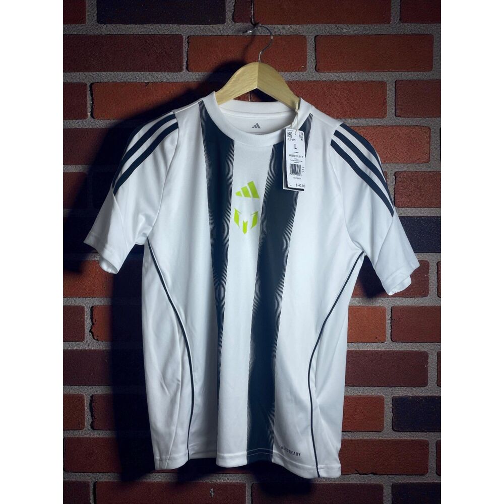 Adidas Messi AEROREADY Training Top – White/Navy – Youth L (164) – NWT
